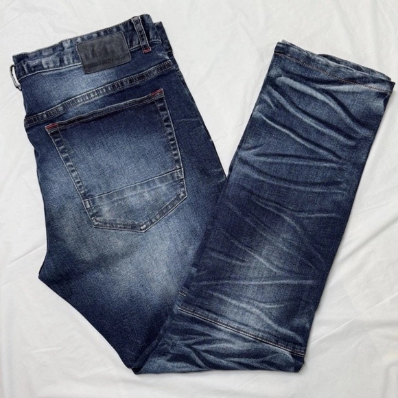 Smoke Rise Original Vintage Denim Jeans Men's Size 36/32 Faded Blue Moto Style - Picture 1 of 8